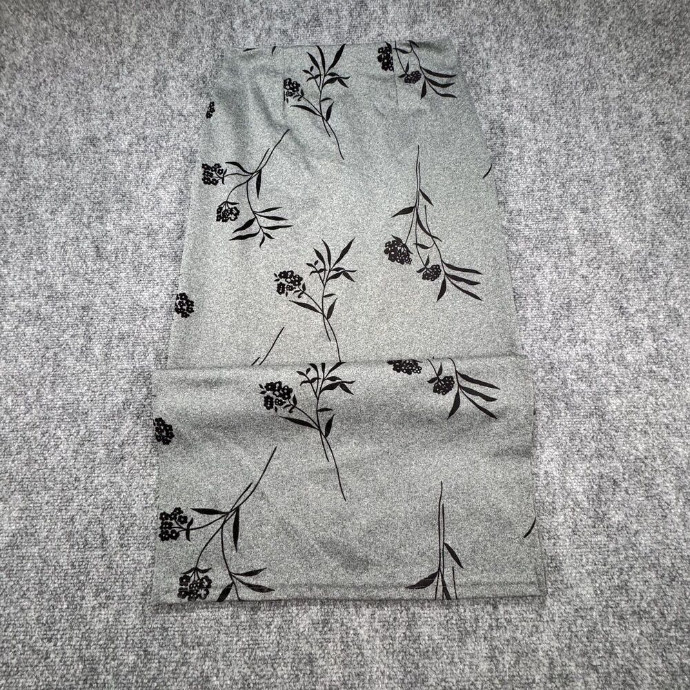 Y2K 35th & 10th Women's Gray Floral Flocked Maxi Skirt Size M Stretch Pull On